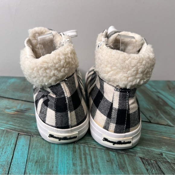 Tommy Bahama Black & White Plaid High Top Sneakers with Sherpa Size 10 - Picture 5 of 10